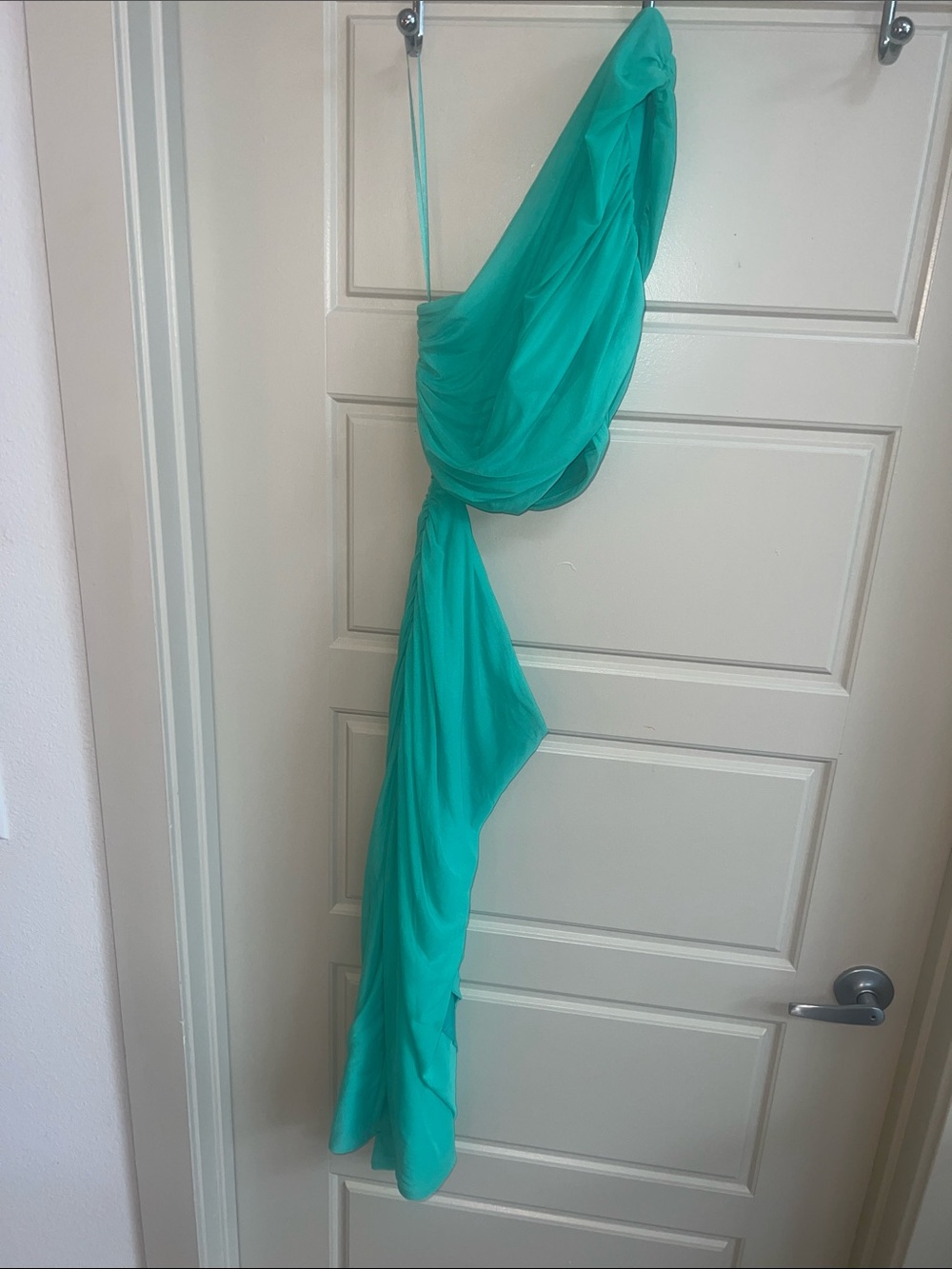 Express One Shoulder Cutout Ruched Midi Dress S home coming Vacay Cocktail - Picture 5 of 7